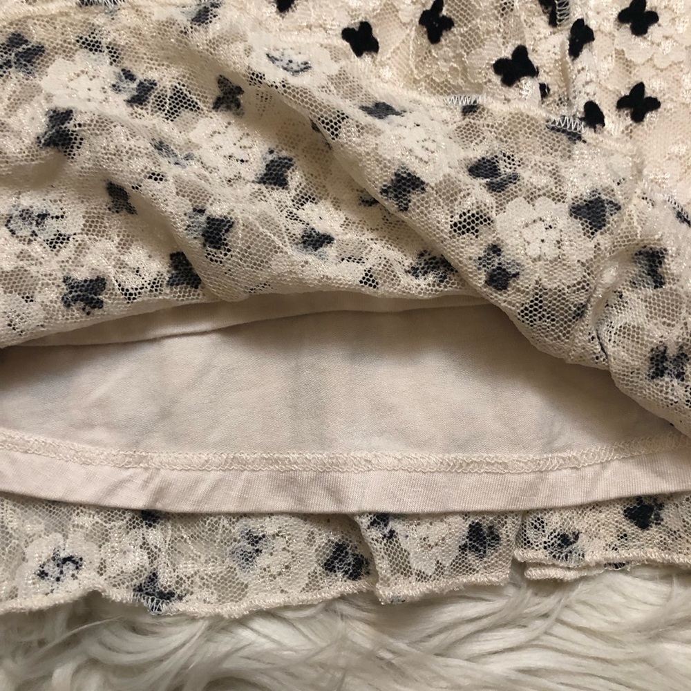 Free People Sheer Delight Polka Dots Bow Mesh Open Back Black Cream Mini size S - Picture 11 of 15